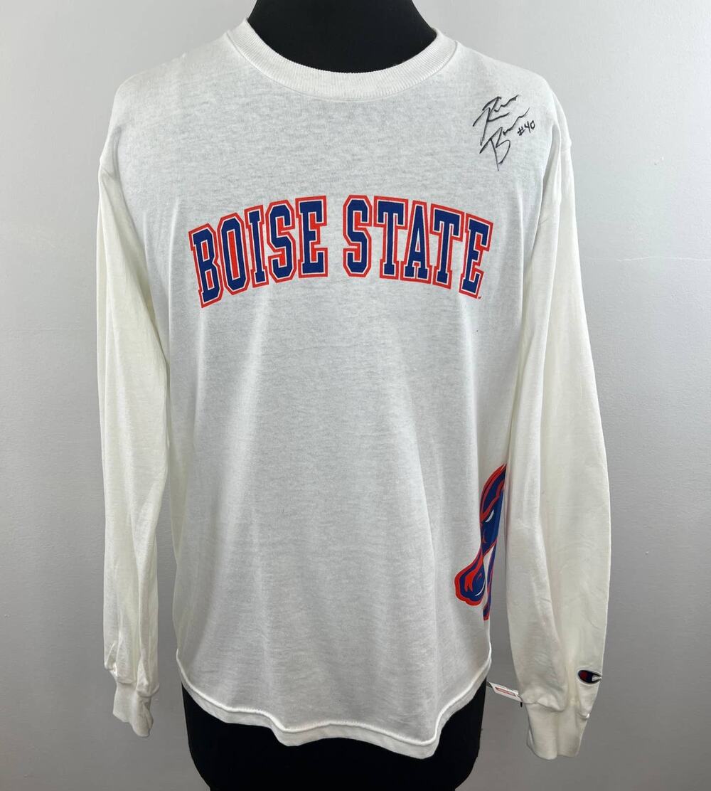 Champion NWT Boise State University SIGNED Logo Crew Sweater Youth Large NEW